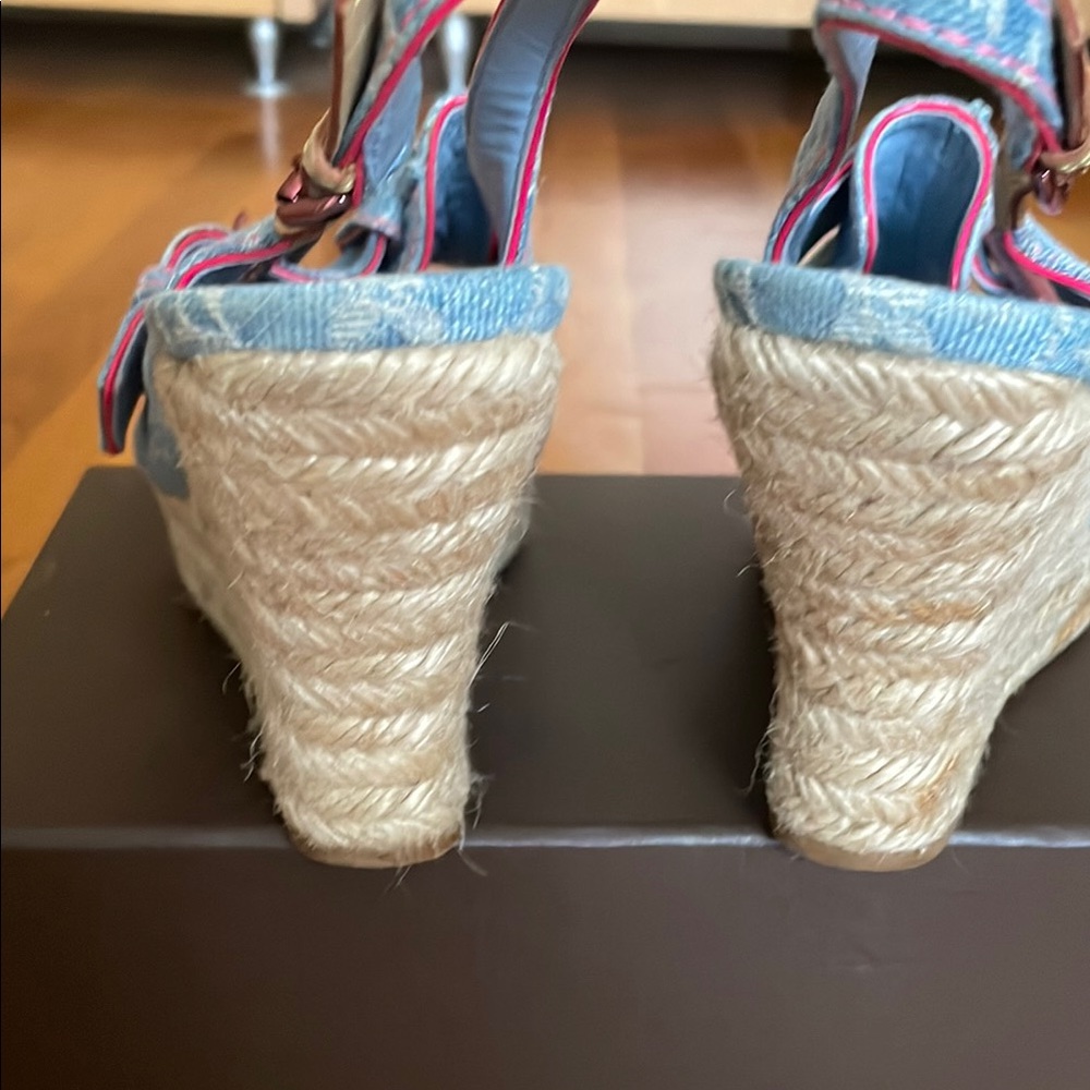 Louis Vuitton Blue Denim Slingback Sandals - Picture 2 of 6
